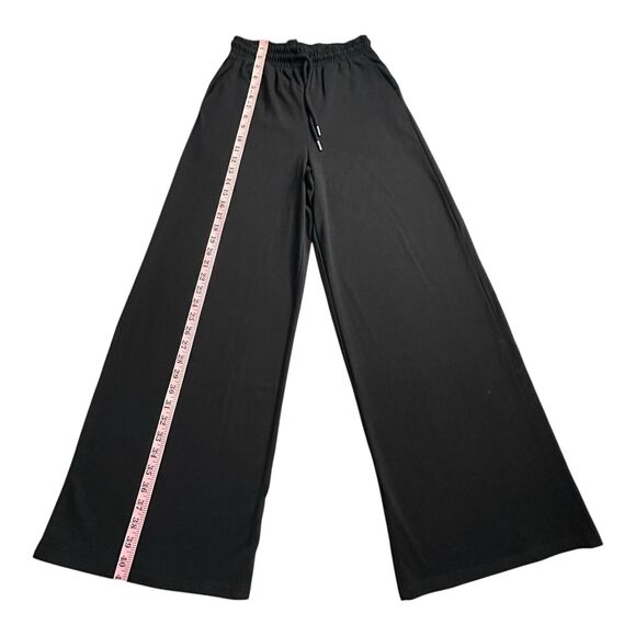 ZARA Wide Leg Pants Size Small Black Brown Elastic Waist Pull On Drawstring - Picture 6 of 16